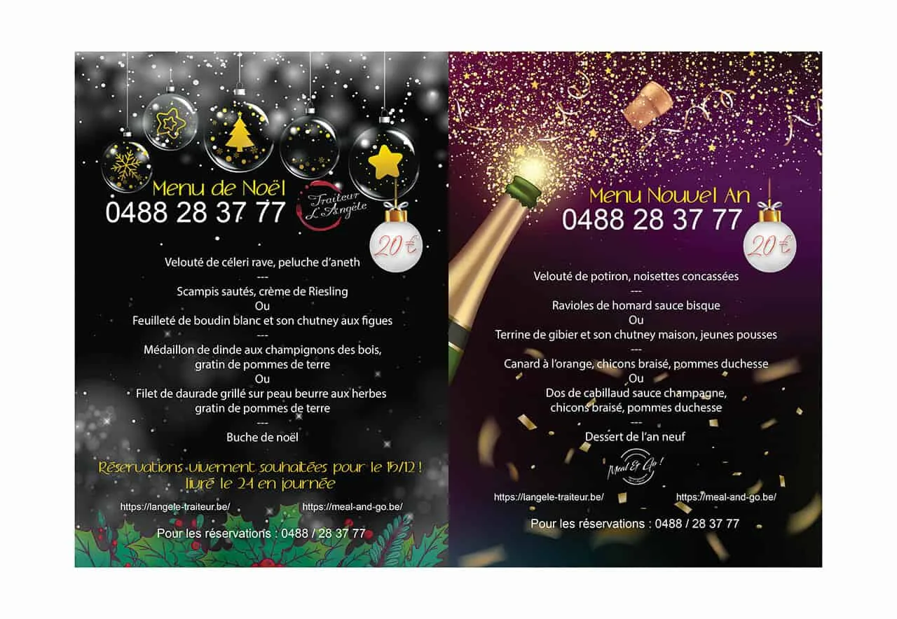 Réalisation du visuel d’un menu de fête de Noël et Nouvel an